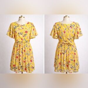 Valleygirl Yellow Floral Mini Dress